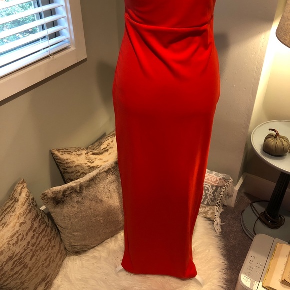 Passion Fusion | Bright Red Formal Maxi Slit Dress - Picture 7 of 8
